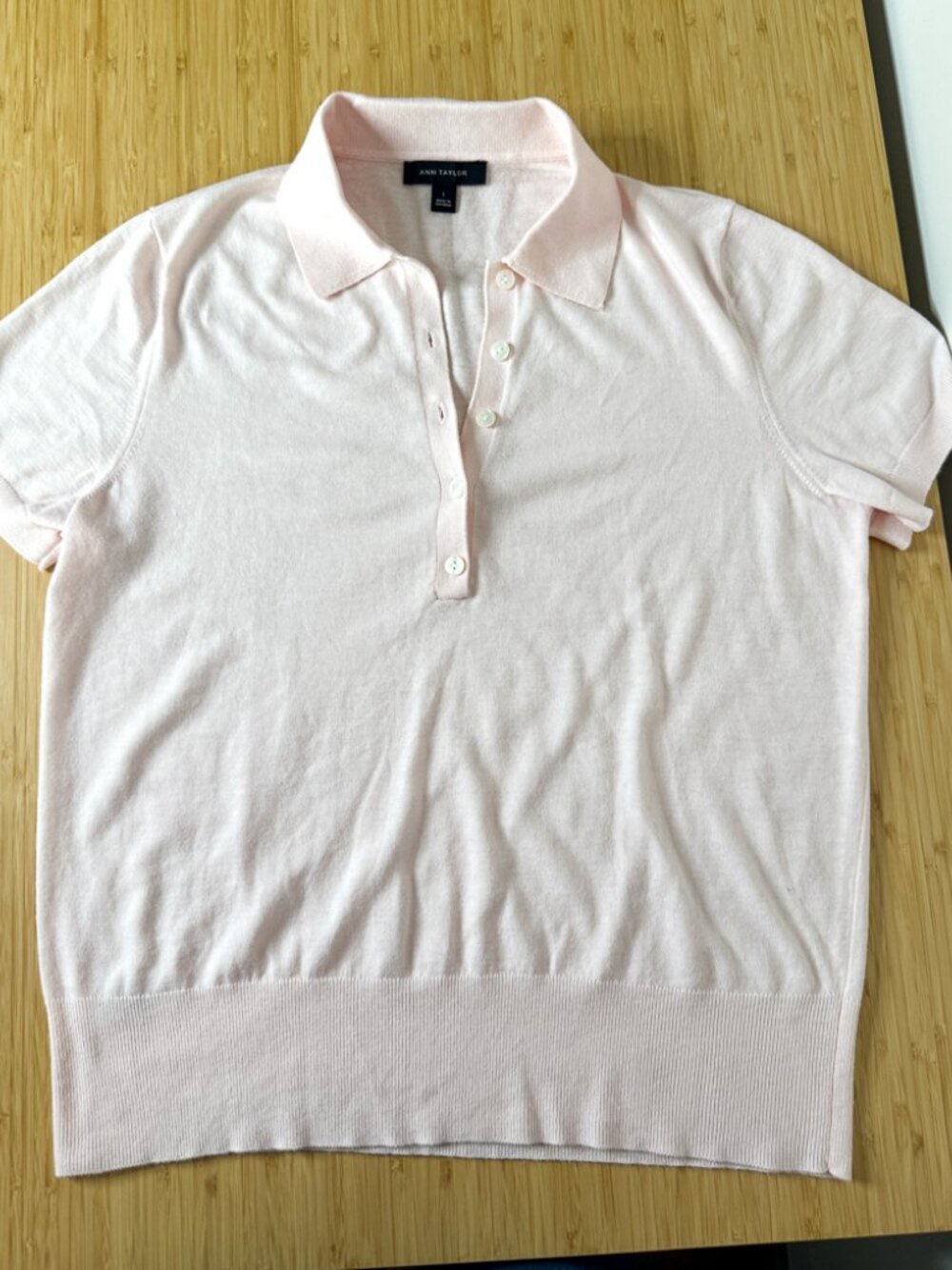 Ann Taylor Polo Sweater Blush Haze Light Pink Size Large - Picture 5 of 7